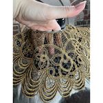 Blouse silver lamee gold lace 1980s shoulder pads Size 12 Photo 3