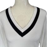 Tahari white and black pullover v-neck 3/4 sleeve sweater women's size small Photo 4