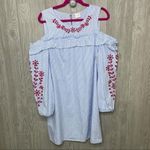 cupio  lightweight long sleeve cold shoulder embroidered ruffle dress with cutout Photo 2