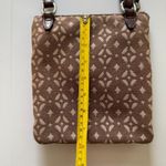 Fossil  Brown Canvas Signature Pattern Leather Trim Crossbody Bag Phone Pouch Photo 6