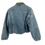 Calvin Klein Denim Bubble Jacket Blue Wash Cropped Bomber Style Medium New Photo 2