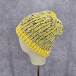 Yellow White Crochet Knit Bucket Cap Hat Fun Vintage Y2K Funky Beanie Photo 2