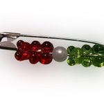 Red and Green Beaded Safety Pin Photo 0