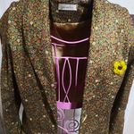 Jaime Lee Floral Lace Ruched Sleeve Blazer Jacket S Cottagecore Fairycore Fall Gold Photo 2