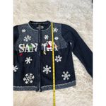 All Points Vintage Christmas Santa Snowflake Sweater Cardigan Womens Size L Blue Size L Photo 5