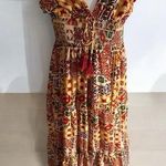 Dress Forum  Los Angeles Boho Tiered Smocked Bodice Mosaic Aztec Maxi Dress Large Photo 0