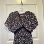 Max Studio Navy Floral Print V Neck Short Sleeve Maxi Dress S Photo 4