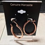 Genuine Marcasite Fine Silver Plated Hoop Earring Photo 0