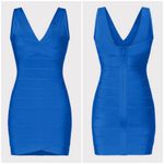Herve Leger ππ V-neck Mini Bandage Dress ~ Bright Blue XS NWT Photo 7