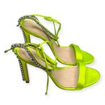 Schutz new  𒀭 Islah Satin + Crystal Heeled Sandals 𒀭Fresh Green [Neon] 𒀭 7.5M Photo 1