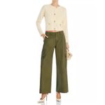 AQUA  Boucle‎ Knit Cropped Cardigan Gold Button Pockets Cream Size L Photo 1