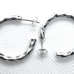 TAXCO Sterling Silver Twisted Rope Post Back Round Hoops 925 Earrings Photo 5