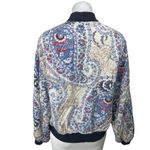 Free People  Women's Blue Multicolor Floral Paisley Quilted Bomber Coat Jacket S Photo 1