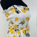 Angashion White and Yellow Strapless Floral Print Smocked Mini Dress Size S Women’s Photo 1
