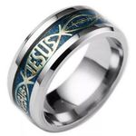 Blue Carbon Fiber Jesus Ring Photo 0