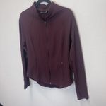 Athleta  L Wine Burgundy Ribbed Long Sleeve Stretch Full Zip Salutation Jacket Photo 2