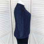 Vintage Pierre Labiche Plisse Satin Scrunch Pleated Puff Sleeve Blouse Blue 16 Blue Photo 2