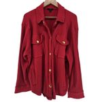 J.Crew J.‎ Crew Waffle Knit Shacket Womens Size 2X Red Cotton Snap Shirt Jacket Photo 1