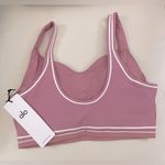 Alo Yoga NWT Airbrush Heart Throb Sports Bra Pink Wild Rose White Size L Photo 8