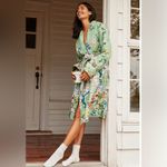 Anthropologie  Mint Floral Quilted Robe Photo 2