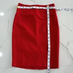 SOLID RED MIDI PENCIL SKIRT BACK SLIT SZ M STRECHY HIGT WAITS Size M Photo 7