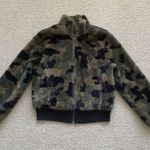 Socialite Green Black Camouflage Fluffy Bomber Jacket Women’s Size S Like New Photo 0