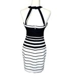 Guess  Los Angeles USA Halter Striped Mini Dress Size 6 Open Back Black White Photo 3