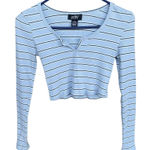 Princess Polly Blue Striped Crop Top Photo 0