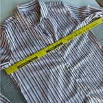 Vintage America’s Sweetheart Orange White Striped Cotton Button Down Dress Shirt Photo 6