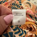 ALC Frank A.L.C. Multicolor Pink Blue Orange Tan Print Ruched Long Sleeve Blouse Top M Photo 6