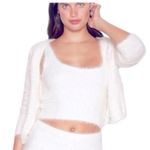 Victoria's Secret Victoria’s Secret Fuzzy Jeweled White Crop Top Size M | Festival Crisscross Tank Photo 0