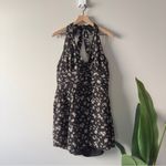 American Eagle  Floral Halter Neck Romper Black and Cream Scoop V-Neck Tie Bow Photo 2