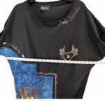 Lola Bianka Sweatshirt Large/XL Black Blue Denim Mixed Media Patchwork Y2K Glam Photo 6