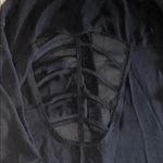 Bongo  Black Sheer Geometric Panel Button-Up Shirt Blouse Size Medium Photo 6