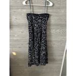 J. Crew Size 0 Strapless 100% Cotton Navy Blue White Floral Midi Dress Summer White Photo 3