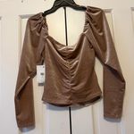 ASTR NWT  the Label Vanya Velvet Ruched Long Sleeve Cropped Top Photo 1