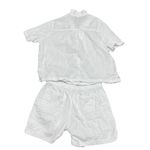 Old Navy Women’s White Gauze Matching Set M Sheer Slub Knit Button Top & Shorts Photo 2