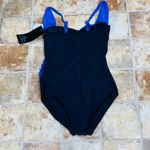 Aqua Green NWT  Sapphire Blue & Black Runched One Piece Modest Swimsuit Small Photo 9