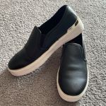 London Rebel Black & White Slip On Sneakers With Metal Trim | Size 37 US 7 Photo 1
