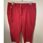 Liz Claiborne Crop Capri Pants Womens Size 8 Hot Pink Golf Mid Rise Pockets Poly Photo 0