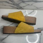 Marina Luna Italian Women's Yellow Suede Beachy Summer Slide Wedge Sandals Sz 7 Photo 5