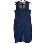 Sofia Denim Dress Women's Sz L Medium Wash Sleeveless Knee Length Slit Blue Size L Photo 2
