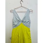MARCHESA NOTTE Women's Neon Yellow Light Blue Bow Back Mini Dress Size 8 Photo 5