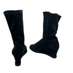Arche Suede Wedge Tall High Boots Side Zip Leather Stripe Black Size 38 US 7 Photo 8