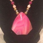 Handmade Handcrafted Pink Stone Beaded Pendant OOAK Photo 0