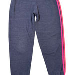 Aviator Nation  5 STRIPE Sweatpants Heather Navy Neon Rainbow  Photo 0
