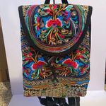 None Bright Floral Embroidered Backpack Photo 0