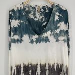 XCVI  Tie Dye Long Sleeve Top Size XL Blue White Brown V Neck Boho Casual Relaxed Photo 1