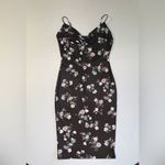 Iris  • Black Silky Floral Bodycon Size Med. Y2K 90s Slip Dress Grunge Glam Punk Photo 5