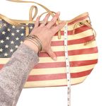 USA American Flag Leather Shoulder Tote‎ Blue Photo 7